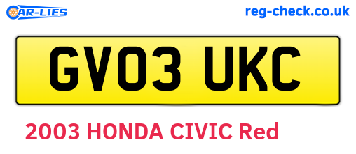 GV03UKC are the vehicle registration plates.