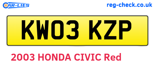KW03KZP are the vehicle registration plates.
