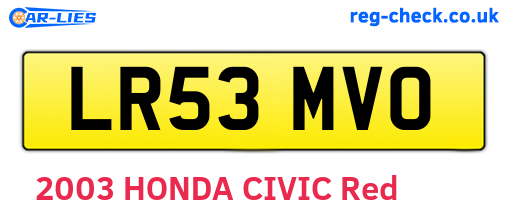 LR53MVO are the vehicle registration plates.