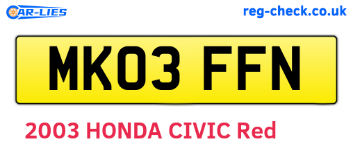 MK03FFN are the vehicle registration plates.