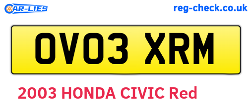 OV03XRM are the vehicle registration plates.
