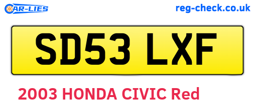 SD53LXF are the vehicle registration plates.