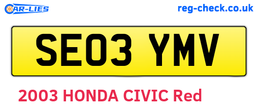 SE03YMV are the vehicle registration plates.