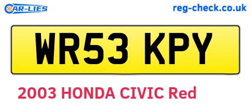 WR53KPY are the vehicle registration plates.