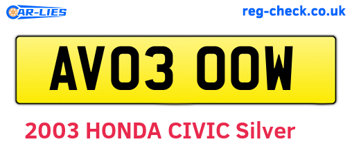 AV03OOW are the vehicle registration plates.