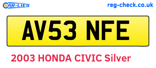 AV53NFE are the vehicle registration plates.