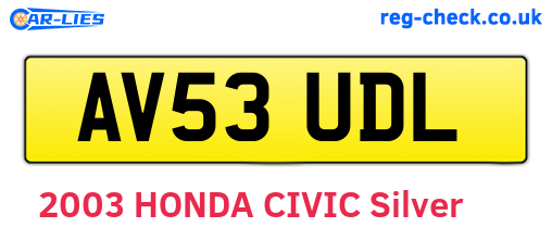 AV53UDL are the vehicle registration plates.