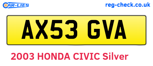 AX53GVA are the vehicle registration plates.