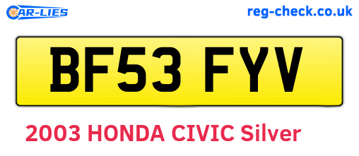 BF53FYV are the vehicle registration plates.