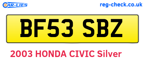 BF53SBZ are the vehicle registration plates.