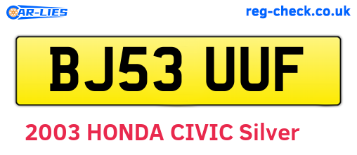 BJ53UUF are the vehicle registration plates.