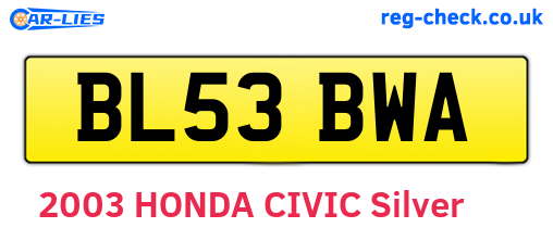 BL53BWA are the vehicle registration plates.