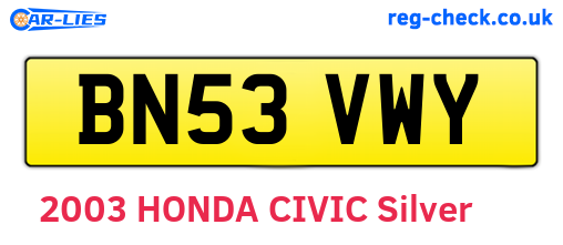 BN53VWY are the vehicle registration plates.