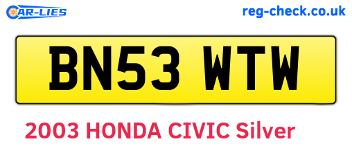 BN53WTW are the vehicle registration plates.