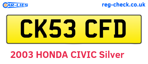 CK53CFD are the vehicle registration plates.