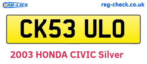 CK53ULO are the vehicle registration plates.