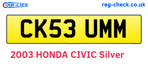 CK53UMM are the vehicle registration plates.