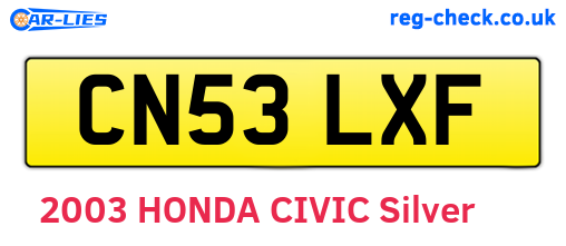 CN53LXF are the vehicle registration plates.