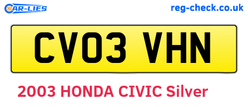 CV03VHN are the vehicle registration plates.