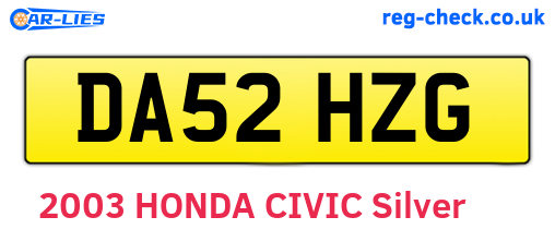DA52HZG are the vehicle registration plates.