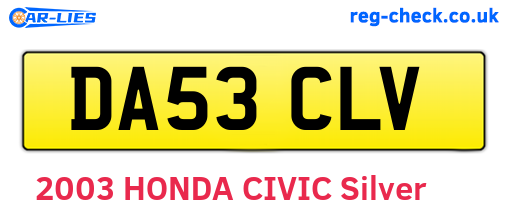 DA53CLV are the vehicle registration plates.