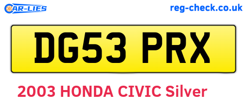 DG53PRX are the vehicle registration plates.