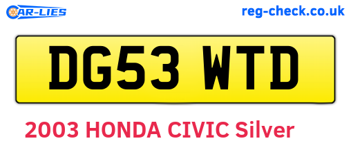 DG53WTD are the vehicle registration plates.