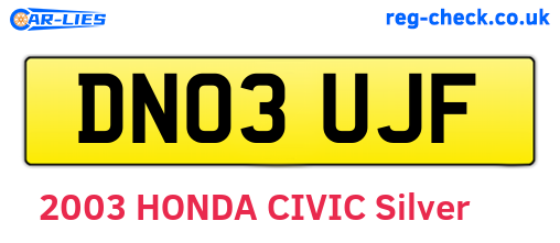 DN03UJF are the vehicle registration plates.