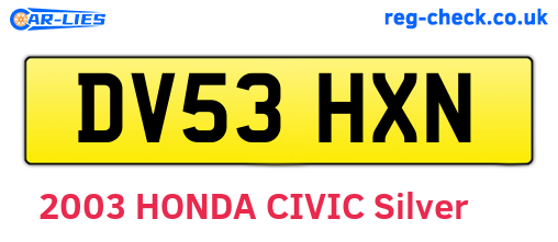 DV53HXN are the vehicle registration plates.
