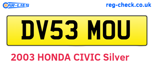 DV53MOU are the vehicle registration plates.