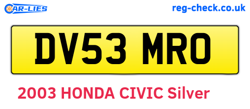 DV53MRO are the vehicle registration plates.
