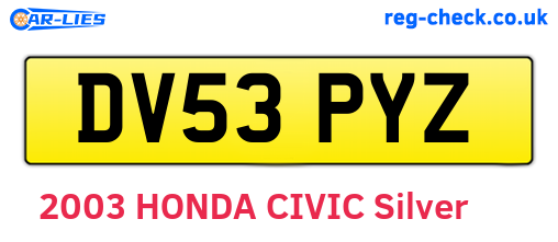 DV53PYZ are the vehicle registration plates.