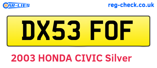 DX53FOF are the vehicle registration plates.