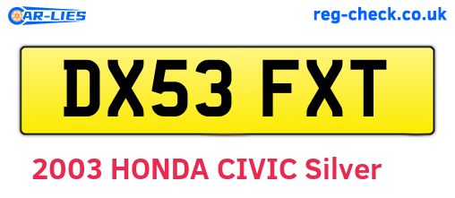 DX53FXT are the vehicle registration plates.