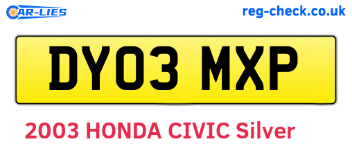 DY03MXP are the vehicle registration plates.