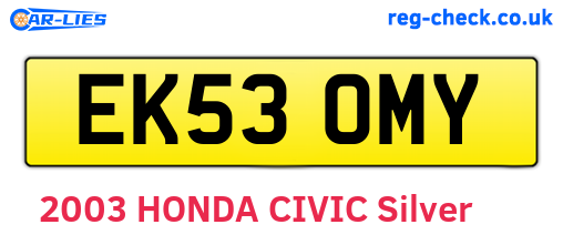 EK53OMY are the vehicle registration plates.