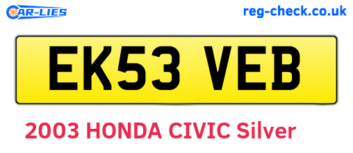 EK53VEB are the vehicle registration plates.