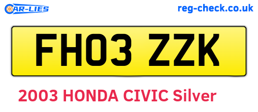 FH03ZZK are the vehicle registration plates.