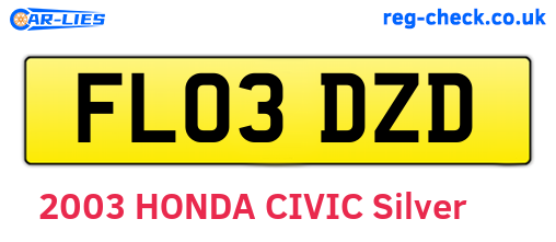 FL03DZD are the vehicle registration plates.