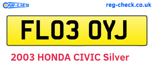 FL03OYJ are the vehicle registration plates.