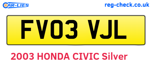 FV03VJL are the vehicle registration plates.