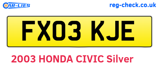 FX03KJE are the vehicle registration plates.