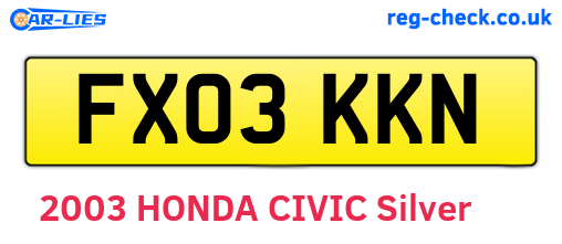 FX03KKN are the vehicle registration plates.