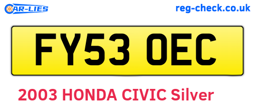 FY53OEC are the vehicle registration plates.