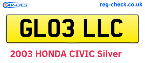 GL03LLC are the vehicle registration plates.