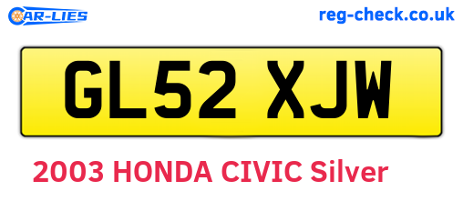GL52XJW are the vehicle registration plates.