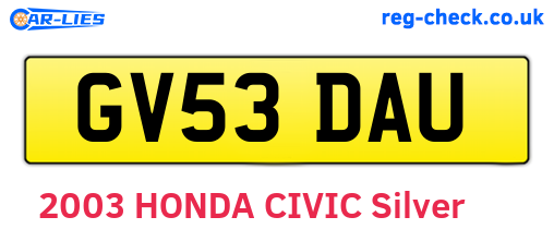 GV53DAU are the vehicle registration plates.