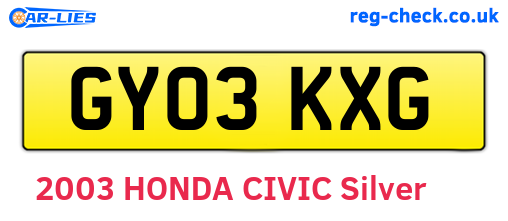 GY03KXG are the vehicle registration plates.
