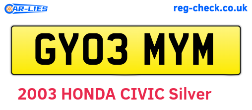 GY03MYM are the vehicle registration plates.