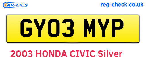 GY03MYP are the vehicle registration plates.